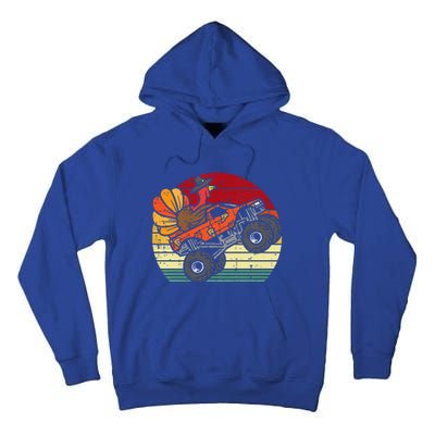 Monster Truck Turkey Sunset Retro Thanksgiving Tall Hoodie