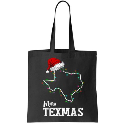 Merry Texmas Texas State Christmas Light Outline Santa Hat Bag