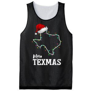 Merry Texmas Texas State Christmas Light Outline Santa Hat Mesh Reversible Basketball Jersey Tank