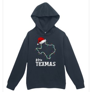 Merry Texmas Texas State Christmas Light Outline Santa Hat Urban Pullover Hoodie