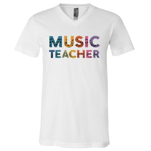 Music Teacher Teaching Teacher Life Music Lover V-Neck T-Shirt