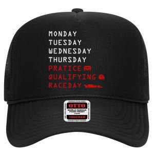 Monday Tuesday Thursday Practice Qualifying Race Day High Crown Mesh Back Trucker Hat