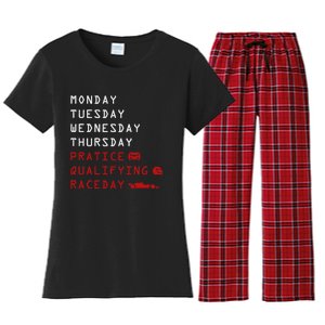 Monday Tuesday Thursday Practice Qualifying Race Day Women's Flannel Pajama Set