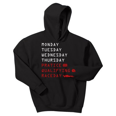 Monday Tuesday Thursday Practice Qualifying Race Day Kids Hoodie