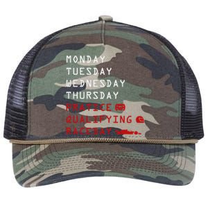 Monday Tuesday Thursday Practice Qualifying Race Day Retro Rope Trucker Hat Cap