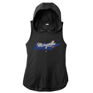 Maryville Tennessee Tn Map Ladies PosiCharge Tri-Blend Wicking Draft Hoodie Tank