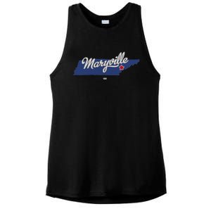 Maryville Tennessee Tn Map Ladies PosiCharge Tri-Blend Wicking Tank