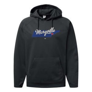 Maryville Tennessee Tn Map Performance Fleece Hoodie