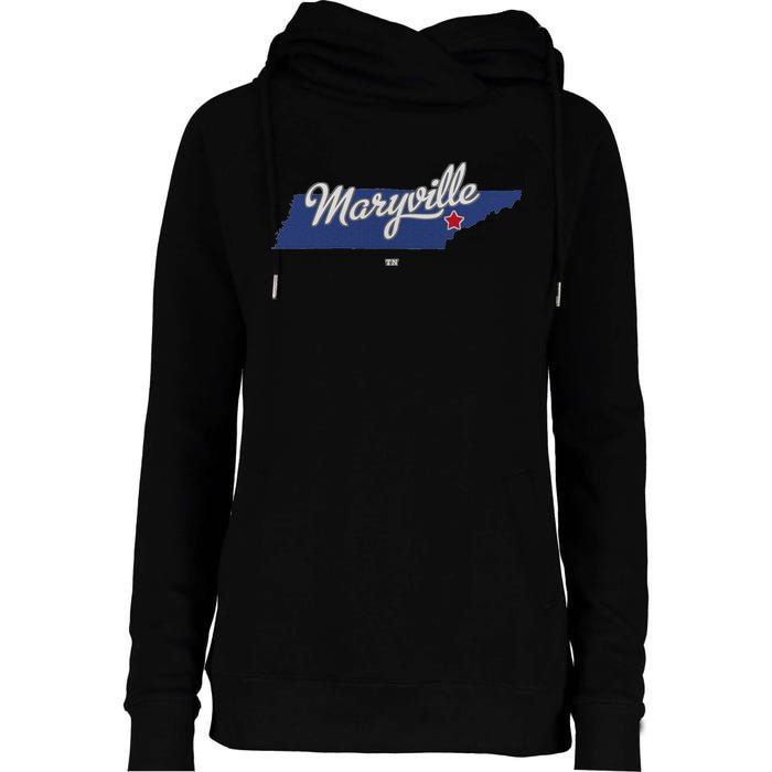 Maryville Tennessee Tn Map Womens Funnel Neck Pullover Hood