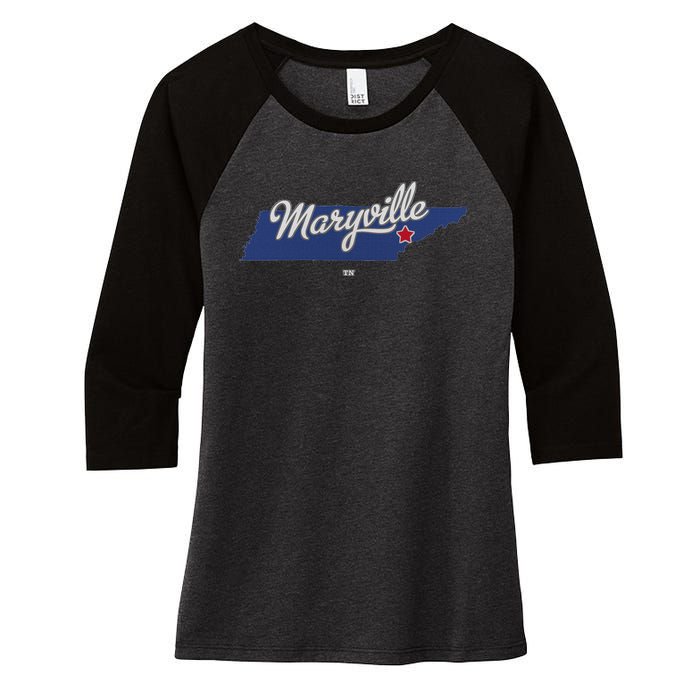 Maryville Tennessee Tn Map Women's Tri-Blend 3/4-Sleeve Raglan Shirt