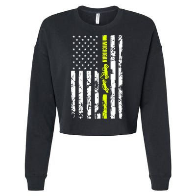 Michigan Tow Truck Driver Flag Cropped Pullover Crew