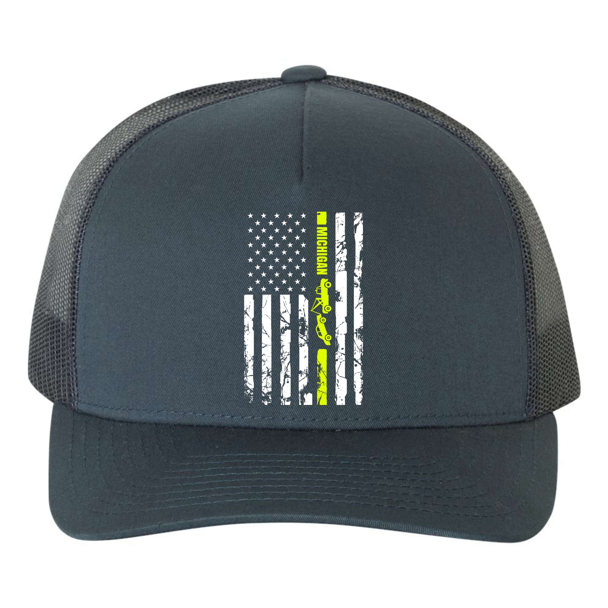 Michigan Tow Truck Driver Flag Yupoong Adult 5-Panel Trucker Hat