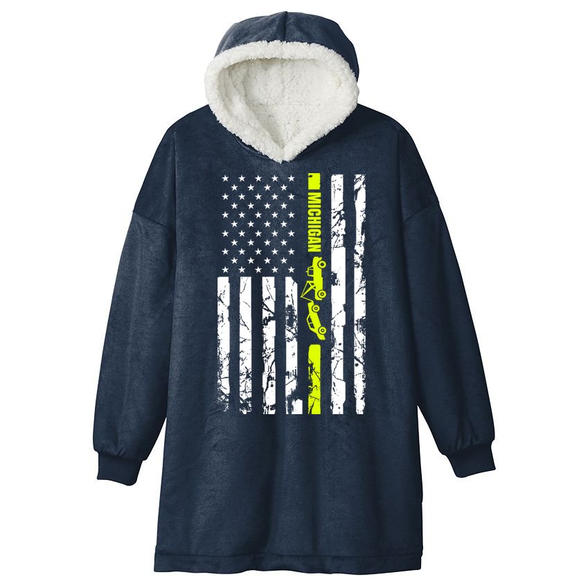 Michigan Tow Truck Driver Flag Hooded Wearable Blanket
