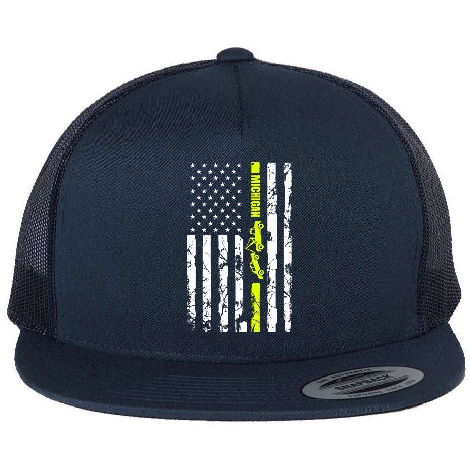 Michigan Tow Truck Driver Flag Flat Bill Trucker Hat