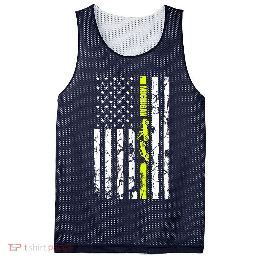 Michigan Tow Truck Driver Flag Mesh Reversible Basketball Jersey Tank
