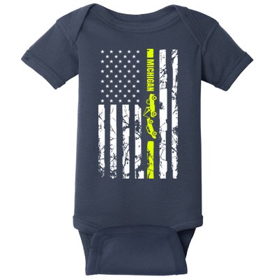 Michigan Tow Truck Driver Flag Baby Bodysuit