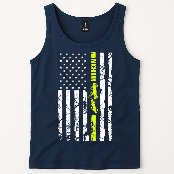 Michigan Tow Truck Driver Flag Tank Top