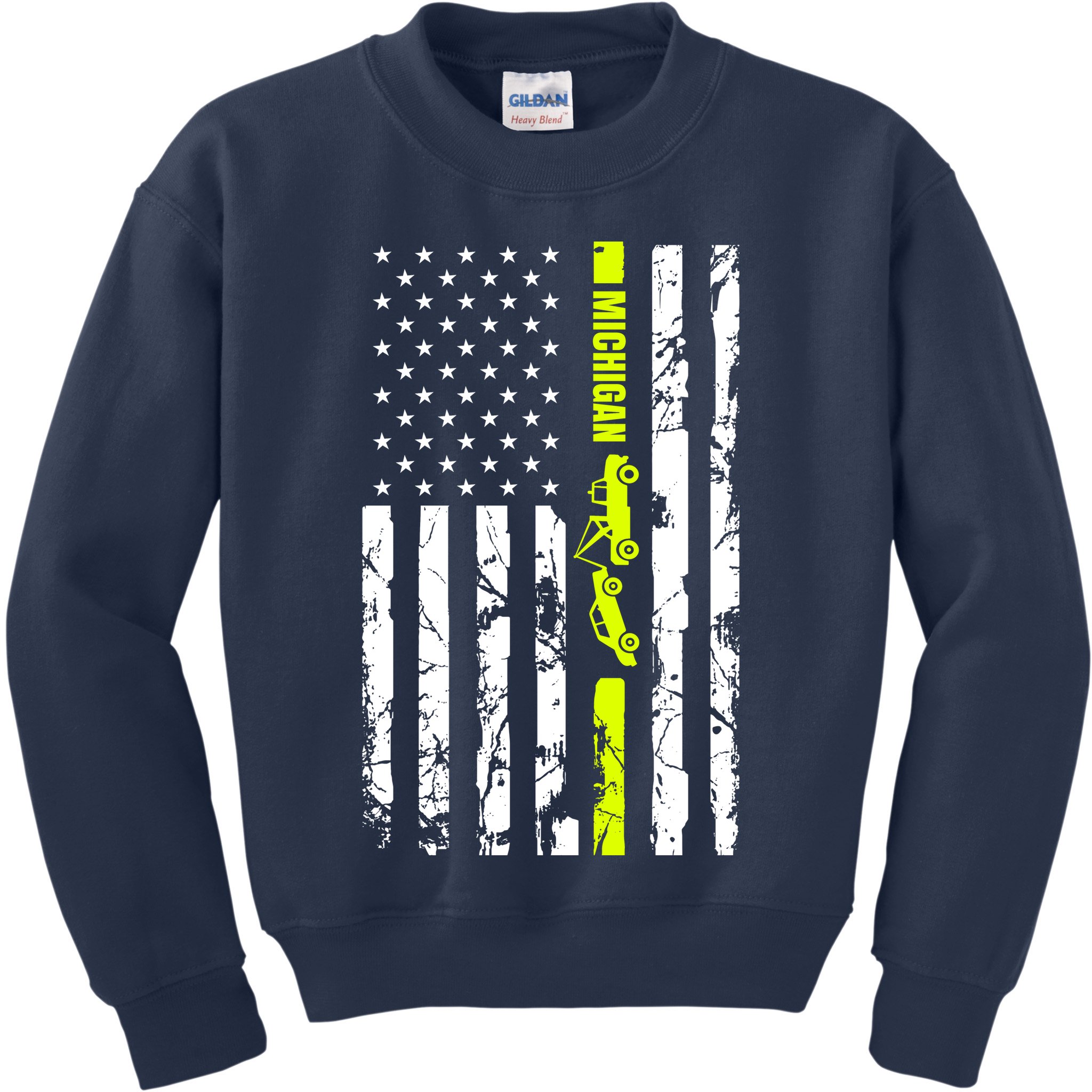 Michigan Tow Truck Driver Flag Kids Sweatshirt