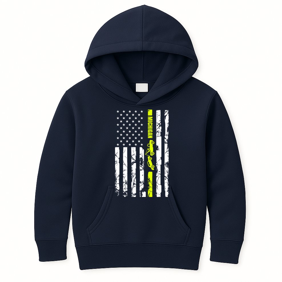 Michigan Tow Truck Driver Flag Kids Hoodie