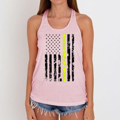 Michigan Tow Truck Driver Flag Women's Knotted Racerback Tank