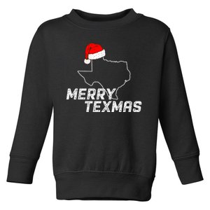 Merry Texmas Texas State Christmas Light Outline Santa Hat Toddler Sweatshirt