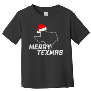 Merry Texmas Texas State Christmas Light Outline Santa Hat Toddler T-Shirt