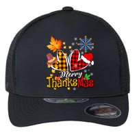 Merry Thanksmas Thanksgiving Christmas Heart Plaid Lover Flexfit Unipanel Trucker Cap