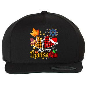 Merry Thanksmas Thanksgiving Christmas Heart Plaid Lover Wool Snapback Cap