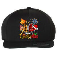 Merry Thanksmas Thanksgiving Christmas Heart Plaid Lover Wool Snapback Cap