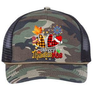 Merry Thanksmas Thanksgiving Christmas Heart Plaid Lover Retro Rope Trucker Hat Cap