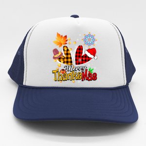 Merry Thanksmas Thanksgiving Christmas Heart Plaid Lover Trucker Hat