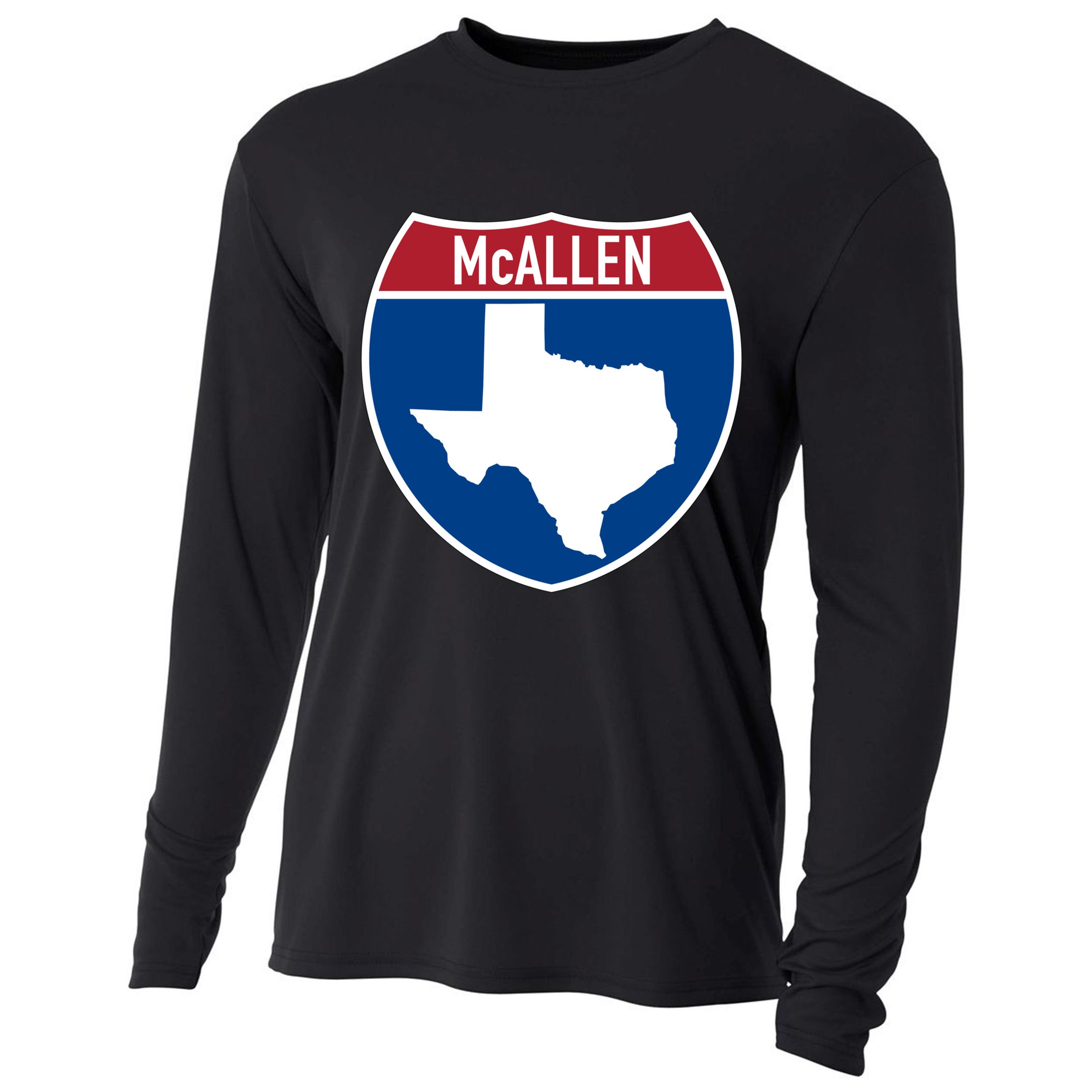 Mcallen Texas Tx Interstate Highway Vacation Souvenir Great Gift Cooling Performance Long Sleeve Crew