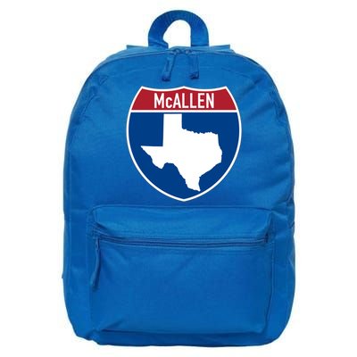 Mcallen Texas Tx Interstate Highway Vacation Souvenir Great Gift 16 in Basic Backpack