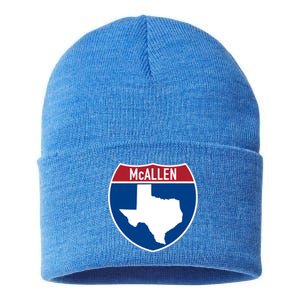 Mcallen Texas Tx Interstate Highway Vacation Souvenir Great Gift Sustainable Knit Beanie