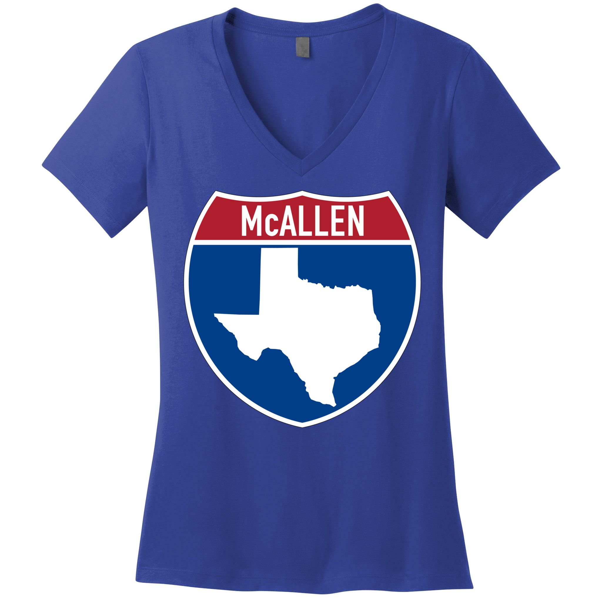 Mcallen Texas Tx Interstate Highway Vacation Souvenir Great Gift Women's V-Neck T-Shirt