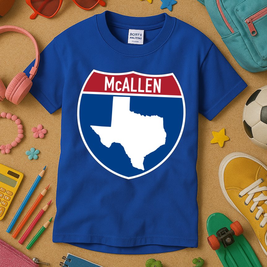 Mcallen Texas Tx Interstate Highway Vacation Souvenir Great Gift Kids T-Shirt