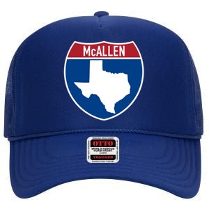 Mcallen Texas Tx Interstate Highway Vacation Souvenir Great Gift High Crown Mesh Back Trucker Hat