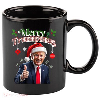 Merry Trumpmas Trump Christmas Santa Funny Ugly Sweater Gag 11oz C Handle Ceramic Mug