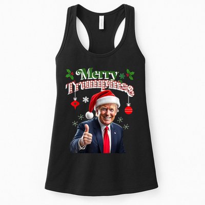Merry Trumpmas Trump Christmas Santa Funny Ugly Sweater Gag Womens Tank Top