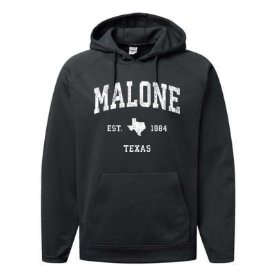 Malone Texas Tx Vintage Athletic Performance Fleece Hoodie