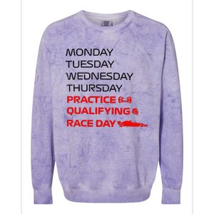 Monday Tuesday Thursday Practice Qualifying Race Day Colorblast Crewneck Sweatshirt