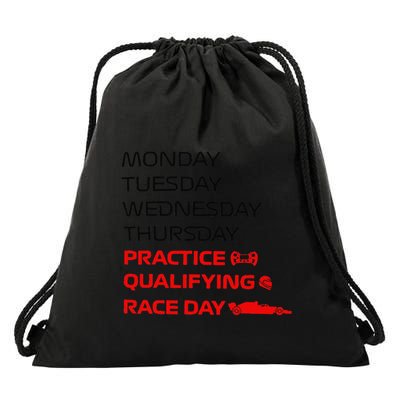 Monday Tuesday Thursday Practice Qualifying Race Day Drawstring Bag