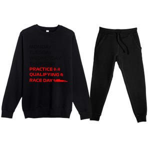 Monday Tuesday Thursday Practice Qualifying Race Day Premium Crewneck Sweatsuit Set