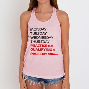 Monday Tuesday Thursday Practice Qualifying Race Day Women's Knotted Racerback Tank