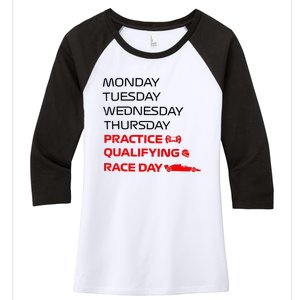 Monday Tuesday Thursday Practice Qualifying Race Day Women's Tri-Blend 3/4-Sleeve Raglan Shirt