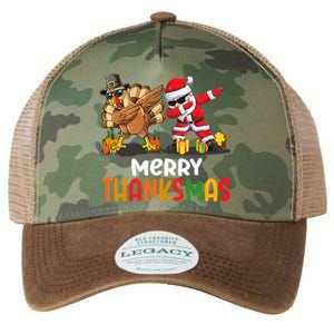 Merry Thanksmas Turkey With Pilgrim Hat And Santa Dabbing Gift Legacy Tie Dye Trucker Hat