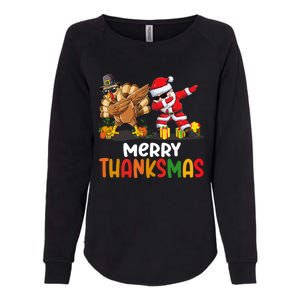 Merry Thanksmas Turkey With Pilgrim Hat And Santa Dabbing Gift Womens California Wash Sweatshirt