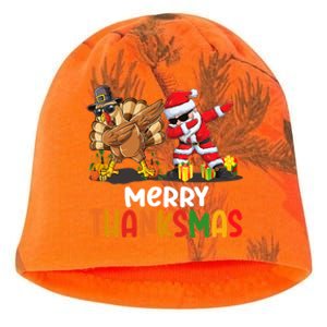 Merry Thanksmas Turkey With Pilgrim Hat And Santa Dabbing Gift Kati - Camo Knit Beanie