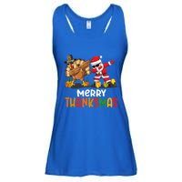 Merry Thanksmas Turkey With Pilgrim Hat And Santa Dabbing Gift Ladies Essential Flowy Tank