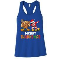 Merry Thanksmas Turkey With Pilgrim Hat And Santa Dabbing Gift Women's Racerback Tank